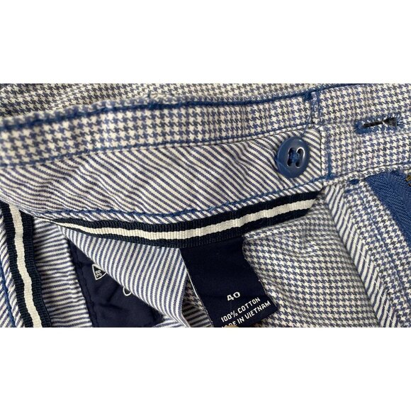 CREMIEUX MEN'S BLUE/WHITE MINI HOUNDSTOOTH COTTON MEDIA SHORTS SZ 40 - Picture 3 of 4